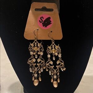 Elegant Gold Chandelier Earrings